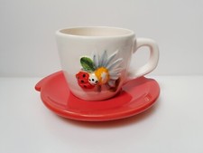 KASANOVA - SERVIZIO TE' 4 TAZZE COCCINELLE RILIEVO - VINTAGE - NUOVO CON SCATOLA