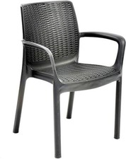 1 Pezzo Sedia da Giardino in Resina con Braccioli Bali Grafite Keter