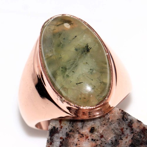 Anello uomo prehnite placcato