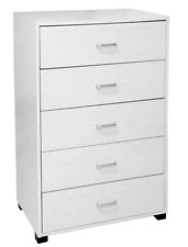 CASSETTIERA ROBUSTA SETTIMINO 5 CASSETTI MODERNO ROVERE BIANCO LEGNO 101*68*40cm