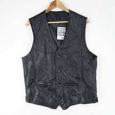 Gilet gilet gilet vintage in pelle nera taglia L (T9566)