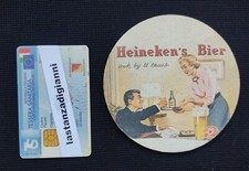 Birra HEINEKEN SERVIZIO sottobicchiere BIFACCIALE Originale Nuovo