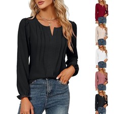 Top plissettato maniche lunghe tessuto traspirante vestito casual quotidiano stile moda