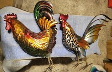 Coppia Galli Ornamento Metallo