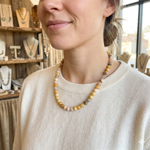 Collana elasticizzata corallo - collana,