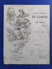MENU' 100° DINER DE "LE CORNET" Societé Artistique, FRANCIA 1906.