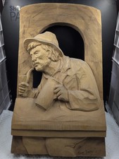 Luigi Bonetti scultura legno italiano bassorilievo rustico uomo alpino firmato vintage