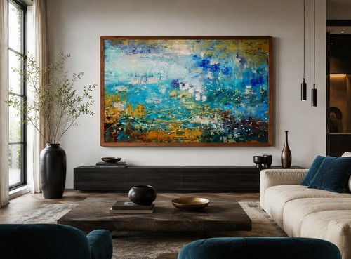 Grande quadro astratto xxl blu - quadro,