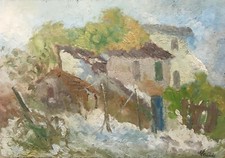 Dipinto Olio su Tavoletta Borgo Contadino Guido Guidi cm. 50 x 35
