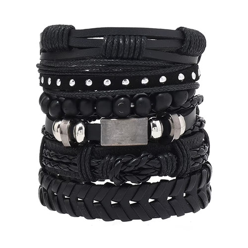 Bracciale pelle con motivo - in,