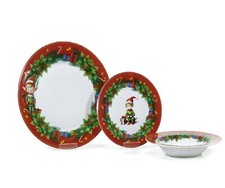Servizio di Piatti Natalizi da 18 Pezzi per 6 persone con elfo joyfull