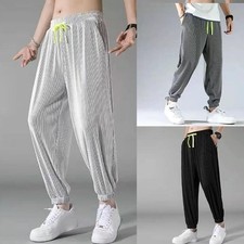 Leggings uomo larghi vestibilità rapida asciugatura ghiaccio seta righe per attività estive