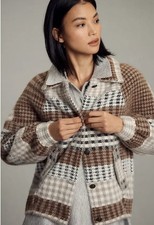Anthropologie NVLT cappotto ciglia naturale plaid maglia giacca taglia XLarge prezzo al pubblico consigliato $169 