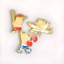 Lotto Spille Olimpiadi Barcelona 1992 • Mascotte Cobi Baseball Box Karate