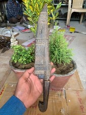 Antico pugnale lama ferro manico elsa legno con fodero legno intagliato a mano raro