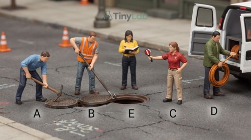 Utility worker opening manhole - utility,