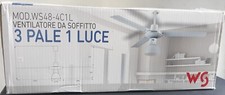 ventilatore a soffitto 3 pale in metallo con luce e variatore di velocita'