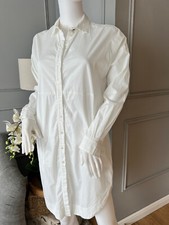 MANILA GRACE Camicia Abito Tunica 40 UK 8 Designer Bianco Cotone Made in Italy