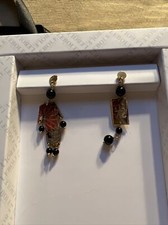 Orecchini Lebole Kimono Mini Argento Seta Nero Orecchini