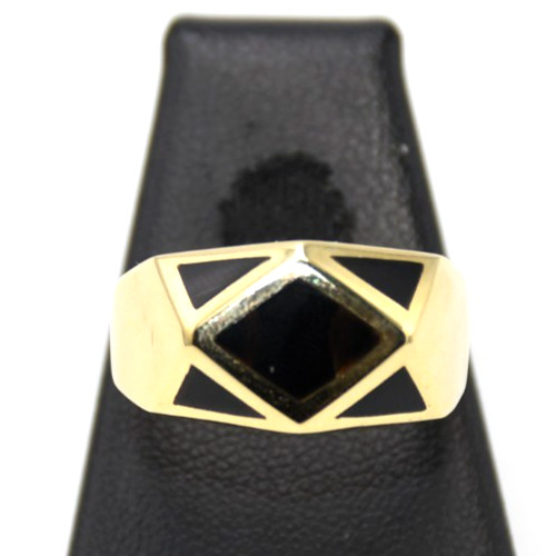 Anello uomo con smalto - nero, in