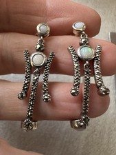 Sterling silver opal earrings - silver,