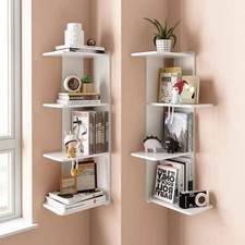 Libreria Angolare Moderna A Parete Bianca Con Mensole Salvaspazio A Ripiani