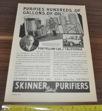 1935 Yellow Cab San Francisco Taxi Ad Skinner Purifiers