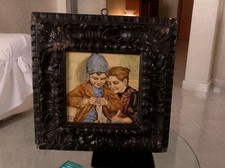 Riccardo Gatti Faenza Antico Quadro 1926 Formella Maiolica cornice scolpita