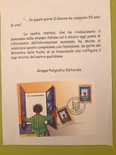 Cartolina primo giorno francobollo quotidiano Il Giorno con scheda presentazione