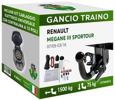 Gancio Orizzontale Estraibile Renault MEGANE III SPORTOUR SW 09-16 Centralina13P