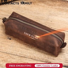 Astuccio portamatite vintage in vera pelle portapenne cancelleria