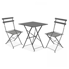 Set Bistrot in Metallo Tavolo QUADRATO 60x60 cm con 2 Sedie [2 COLORI]