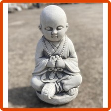 Statua da giardino per esterno scultura Buddha in cemento e pietra H.29CM