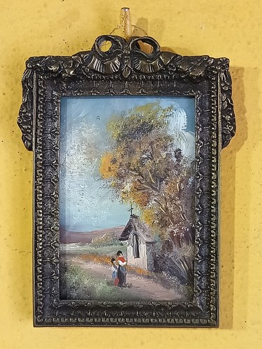 Raro dipinto miniatura olio - dipinto, su