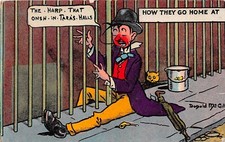 Cartolina Donald McGill Gent Ubriaco Ringhiere Arpa Come Sono Tornati A Casa