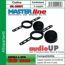 Tweeter al neodimio cupola 20 mm in seta con kit montaggio. Coppia Tweeter