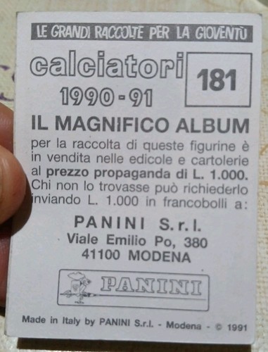 Figurina calciatori 1990 - figurina,
