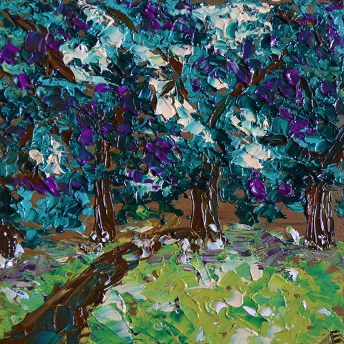 Pittura olio foresta - pittura,