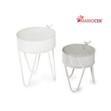 PORTAPIANTE Piedistallo portavaso fioriera alzata ferro grigio h30 uccellino ...