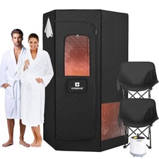 Sauna a Vapore Portatile Super Spessa 1600W 4L 2 Persone Home Spa con Luce Rossa,2 Sedie