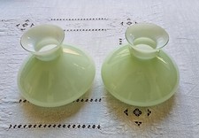 antica coppia opaline verde acqua lampada petrolio campana paralume diam 16,8 cm