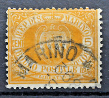 SAN MARINO 1877/90 STEMMA IN UN OVALE 5 CENTESIMI TIMBRATO USED (C.X)