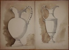 Coppia di acquerelli del primo