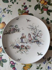 Coppia grandi Piatti murali SARREGUEMINES Francesi fine 800 in ceramica dipinta 