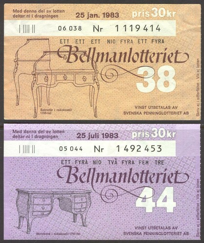 Biglietto lotteria a47 - lotteria, svezia