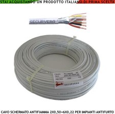 CAVO SCHERMATO PER ALLARME 2XØ0,50+6XØ0,22 MM² FILI COLORI NORMA CEI 20-22 GR2 
