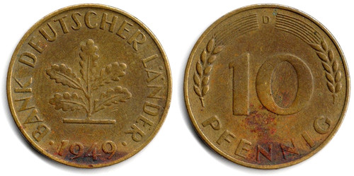 Germania pfennig 1949 - germania, 10