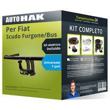 Pacco Gancio traino estr. per Fiat Scudo Furgone/Bus 07- e un e-kit uni a 7 poli