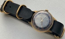 Rarissimo orologio da polso vintage OLMA appena revisionato quadrante bicolore cassa placcata oro