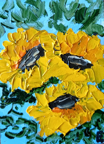 Aceo girasoli dipinto - aceo,